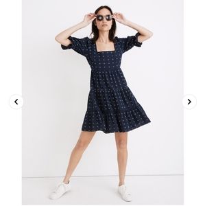 MADEWELL Square-Neck Puff-Sleeve Babydoll Dress